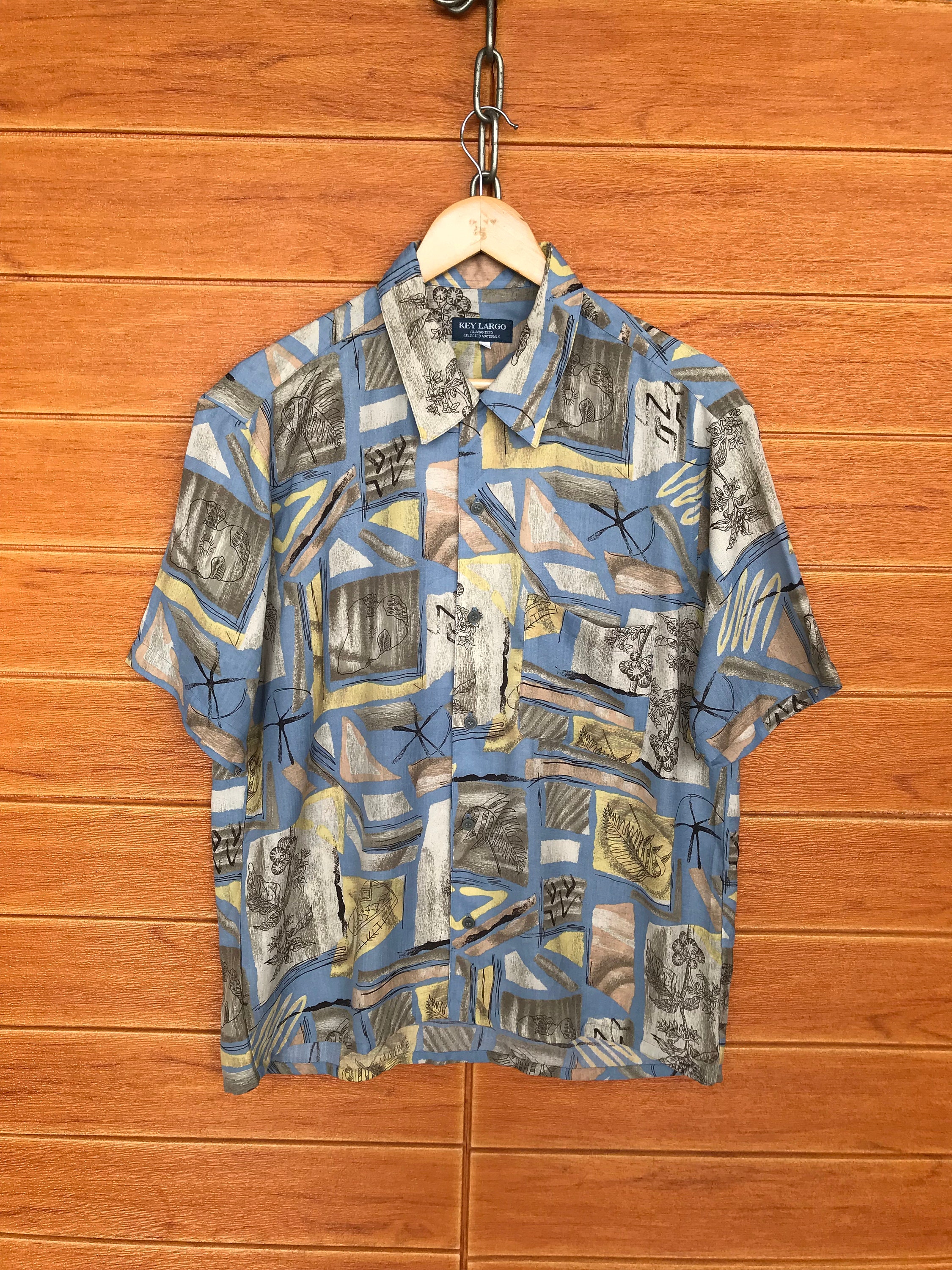 Vintage Japanese Brand KEY LARGO Abstract Geometry Art