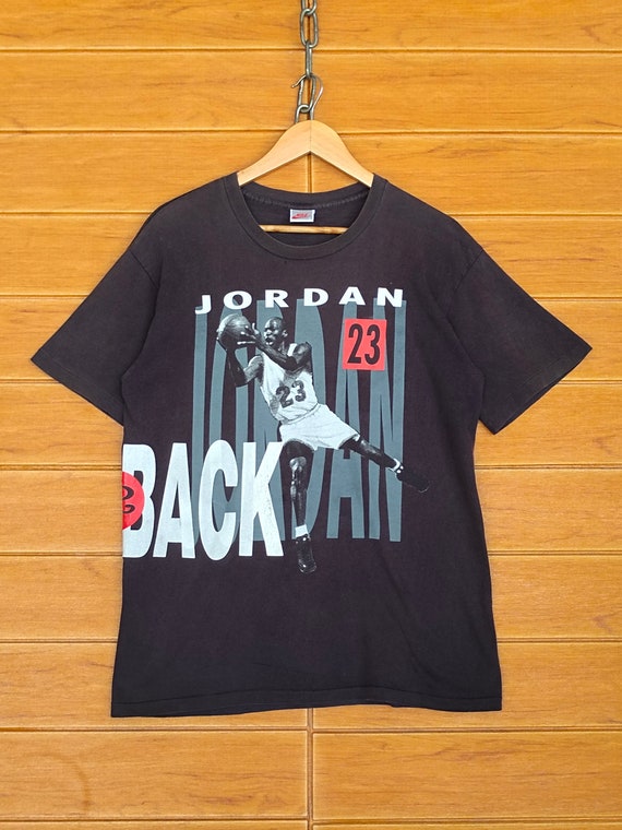 Vintage 90s NIKE Flying JORDAN All Over T-Shirt XL Rare Grey Tag Single  Stitch