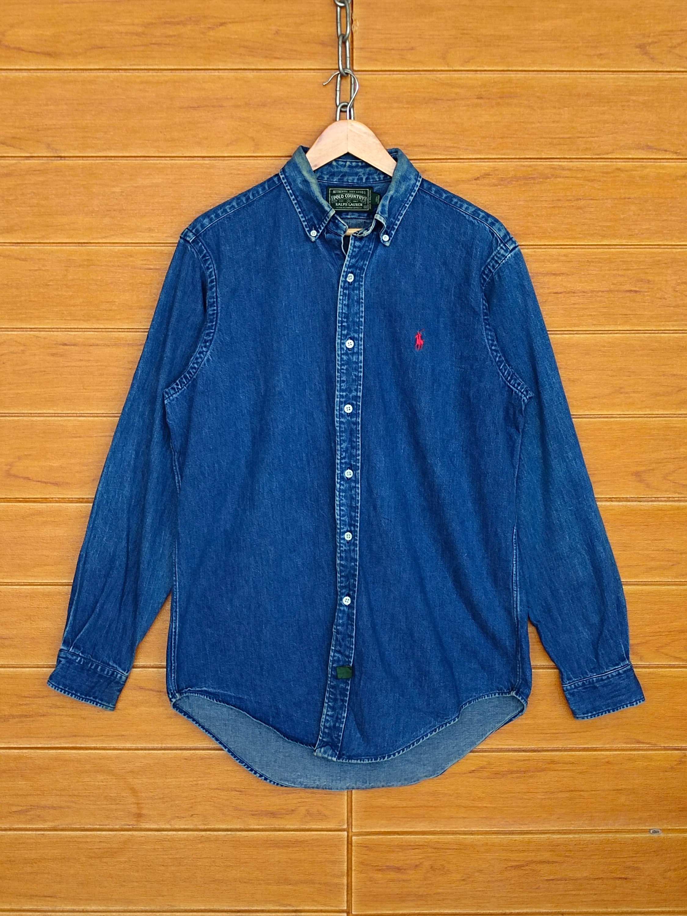 Vintage 90s POLO COUNTRY Ralph Lauren Small Pony Denim Shirt