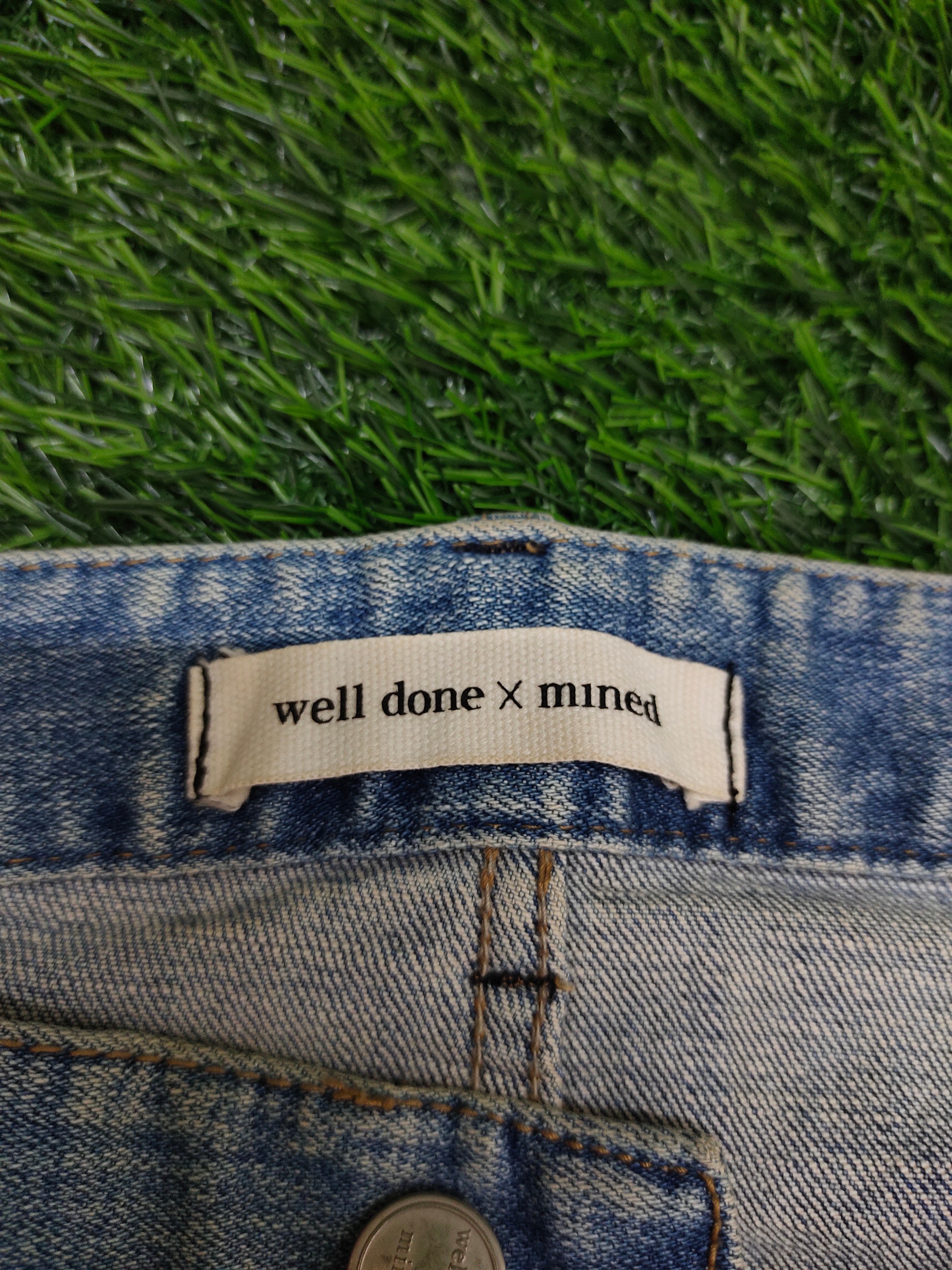 W34x27 Vintage Y2k Well Done X Mined Ripped Skinny Denim Pants 