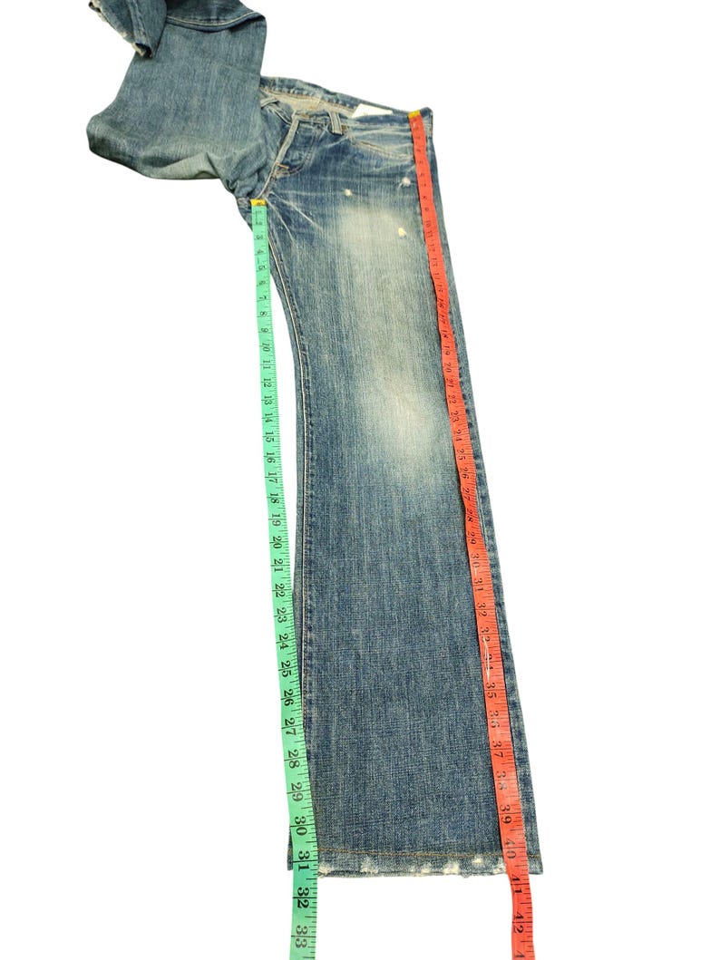 Pantalones vaqueros vintage Quadro Japan Clawmark con efecto desgastado, de mezclilla descolorida, Comme Des Garcons Undercover, cintura 30 imagen 9