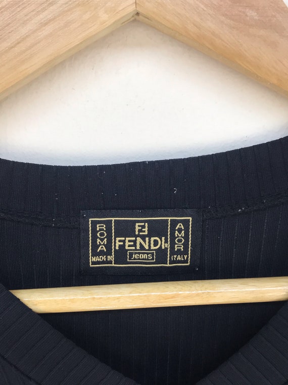 Vintage 90s FENDI JEANS Embroidered Black Spell O… - image 3