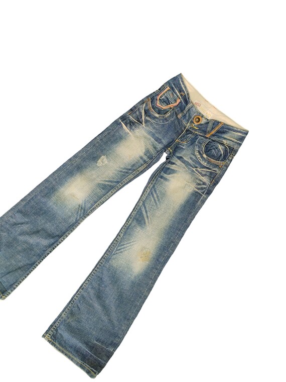 Flare Jeans Red Pepper Distress Faded Low Rise Boot Cut Y2k 
