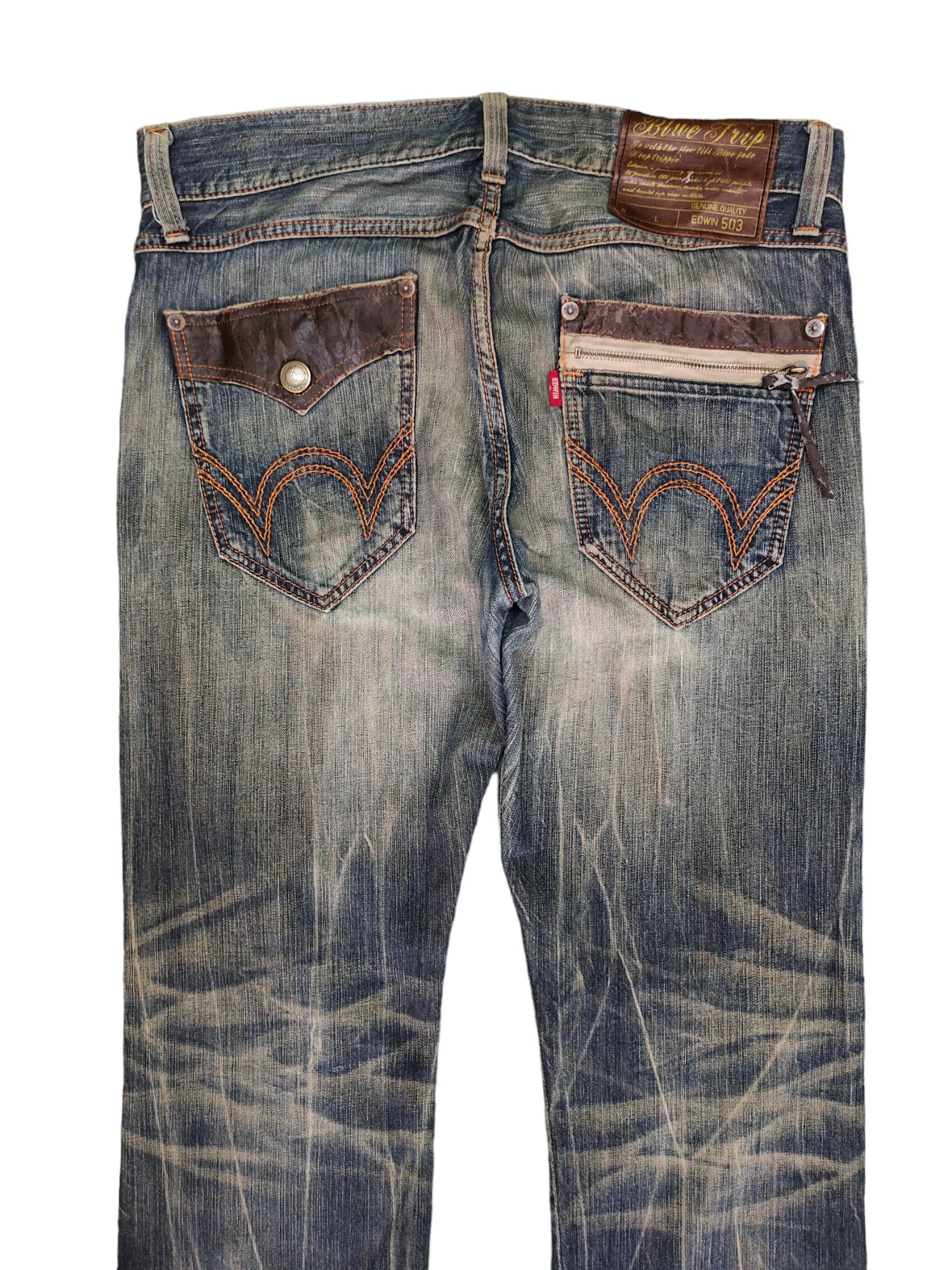 W34x27.5 Vintage Edwin 503 Blue Trip Denim Jeans Undercover W34x27.5 Vintage Edwin 503 Blue Trip Denim Jeans Undercover