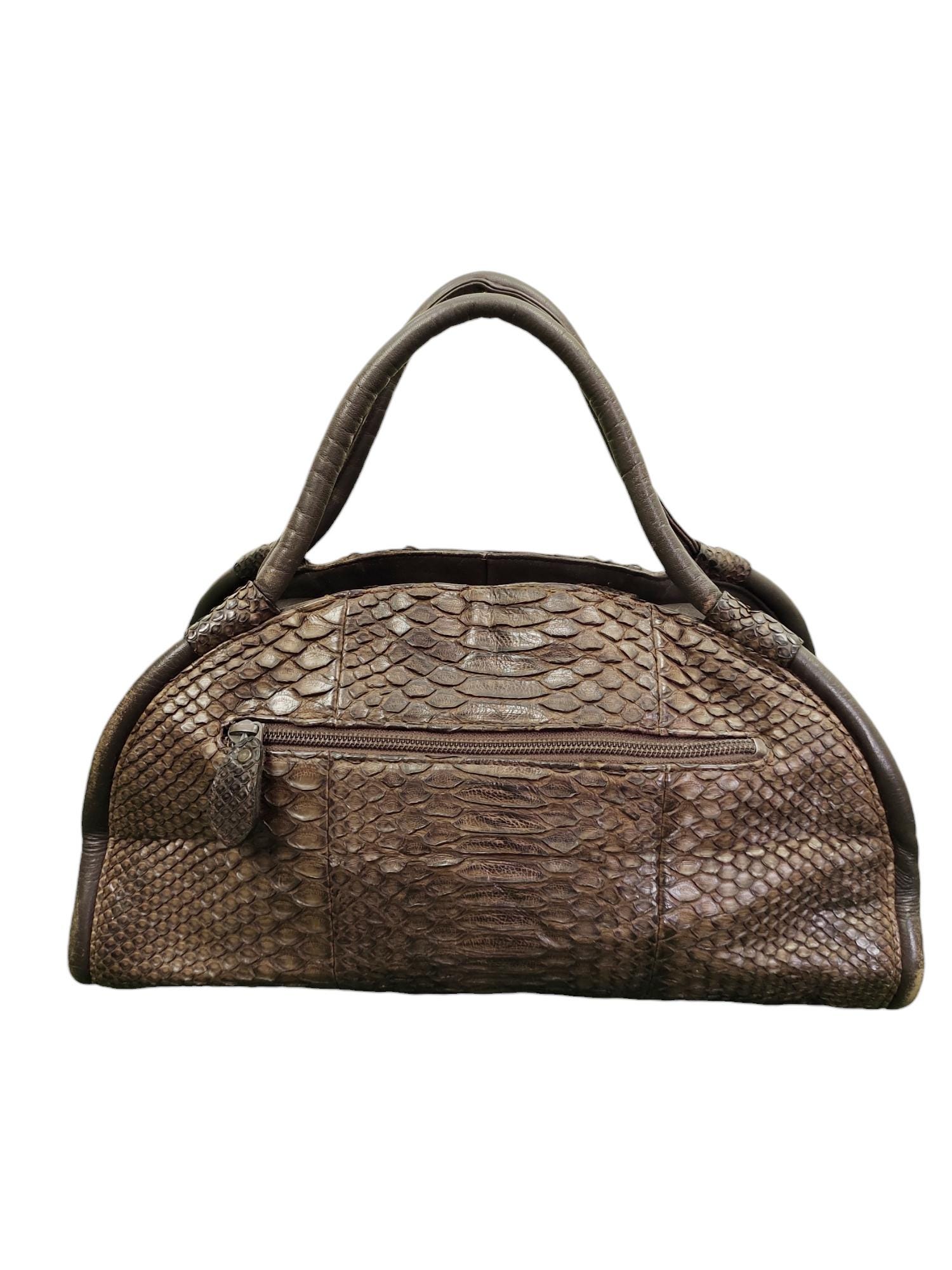 Vintage Session Japan Patina Python Leather Bag Made in