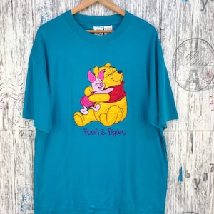 90年代ヴィンテージ プーさんとピグレットの刺繍Tシャツ / XLサイズ / ディズニーのプーさんと仲間たち