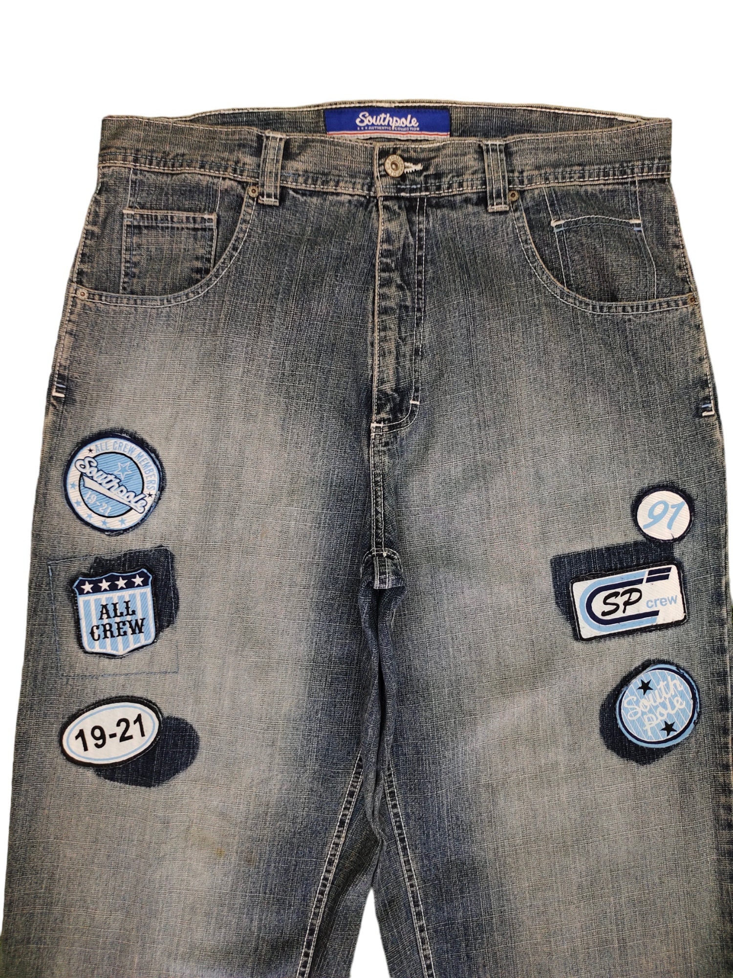 W36x32 Baggy Jeans Southpole Patches Denim Wide Loose Jnco W36x32 Baggy Jeans Southpole Patches Denim Wide Loose Jnco