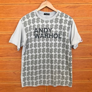 Vintage ANDY WARHOL Dollar Fullprint Pop Art T-Shirt / Keith Haring / Jean-Michel Basquiat / Jeff Koons / JonOne / Shepard Fairey / Size M