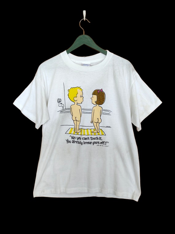 Vintage 90s Bathroom Humor T-Shirt: Cummings Pop Art, Size L