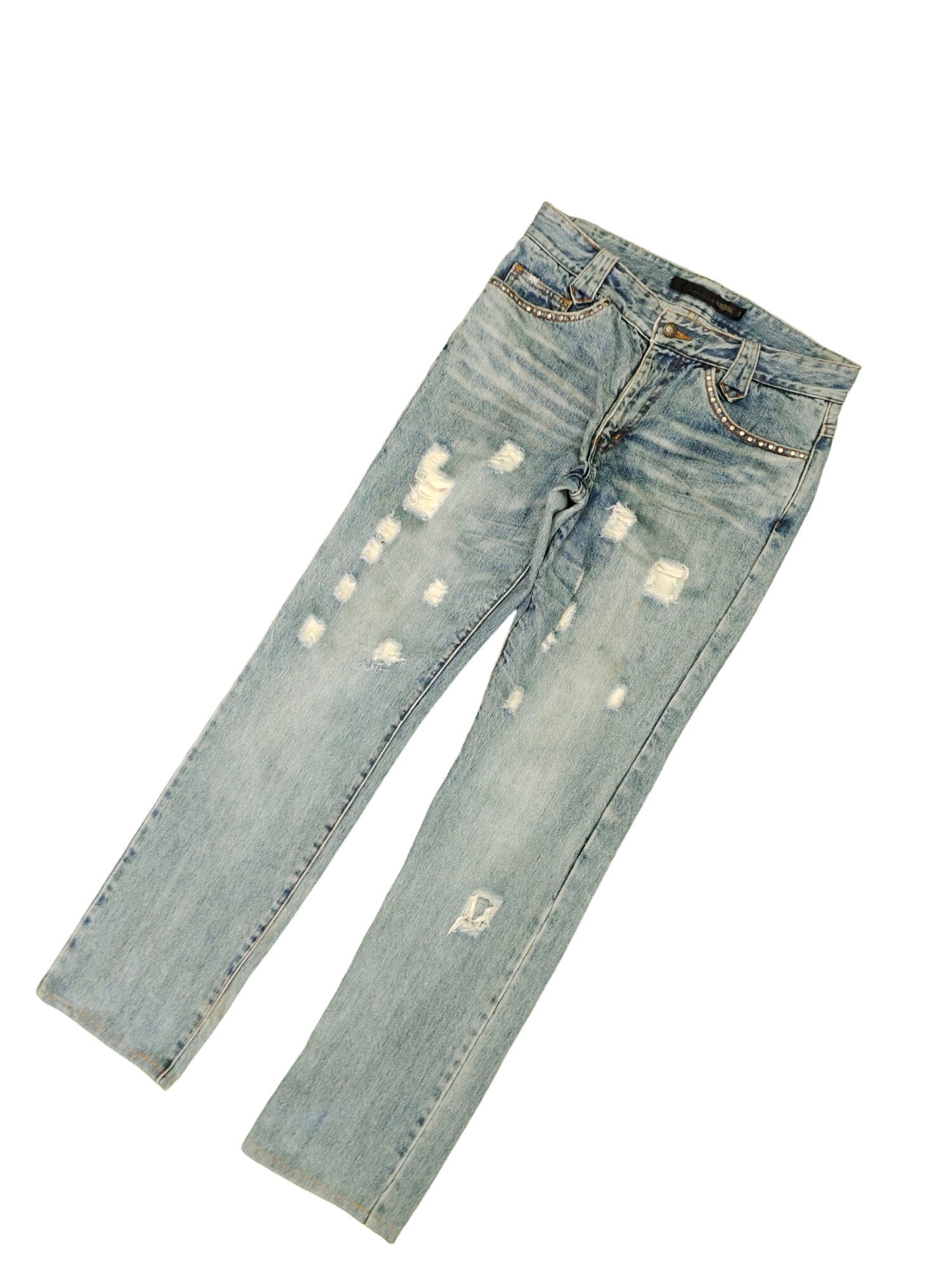 Vintage Schlussel Studded Distressed Denim Jeans - W32x32.5 - Etsy