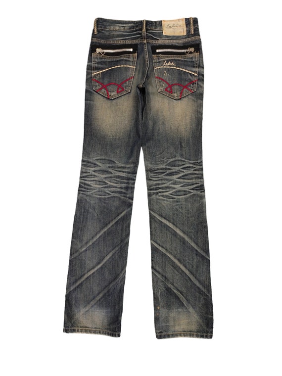 W29x34 Vintage Y2k Lolita Zipper Pocket Clawmark Faded Denim Jeans