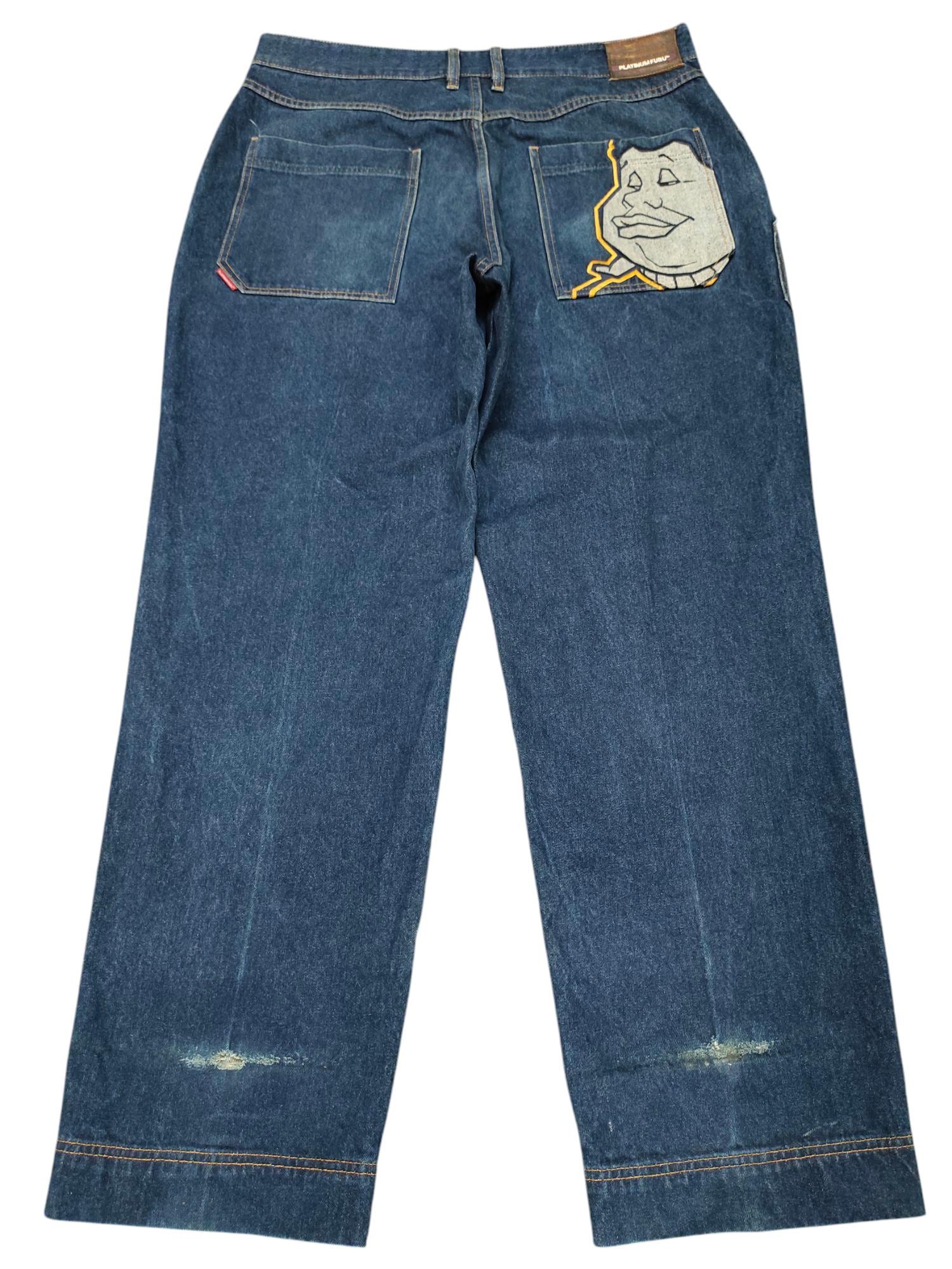 ひ*ず様 1990s platinum fubu \"baggy jean\" Vintage 90'S Y2K FUBU Platinum Fat Albert Embroidered Baggy Jeans