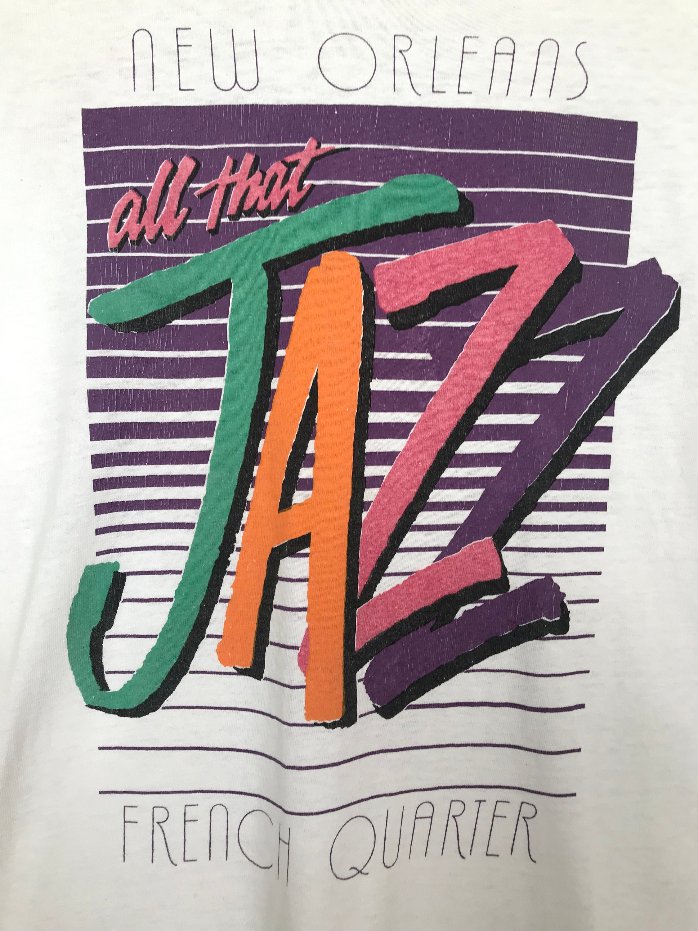 Vintage 90s New Orleans Jazz Graphic T-shirt - French Quarter Art
