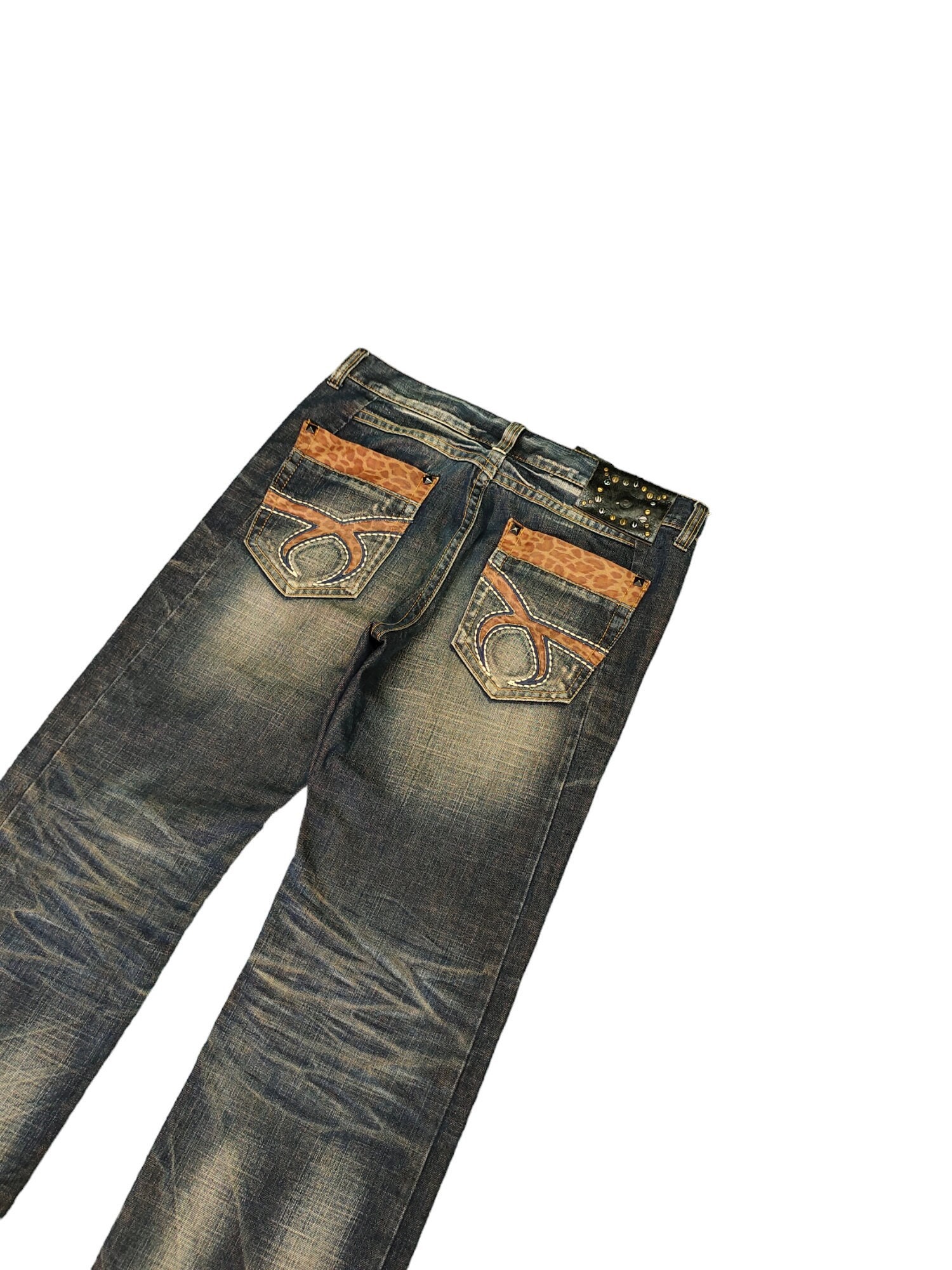 Vintage Wide Leg Jeans: Red Pepper Denim, Y2k Streetwear (w32x34