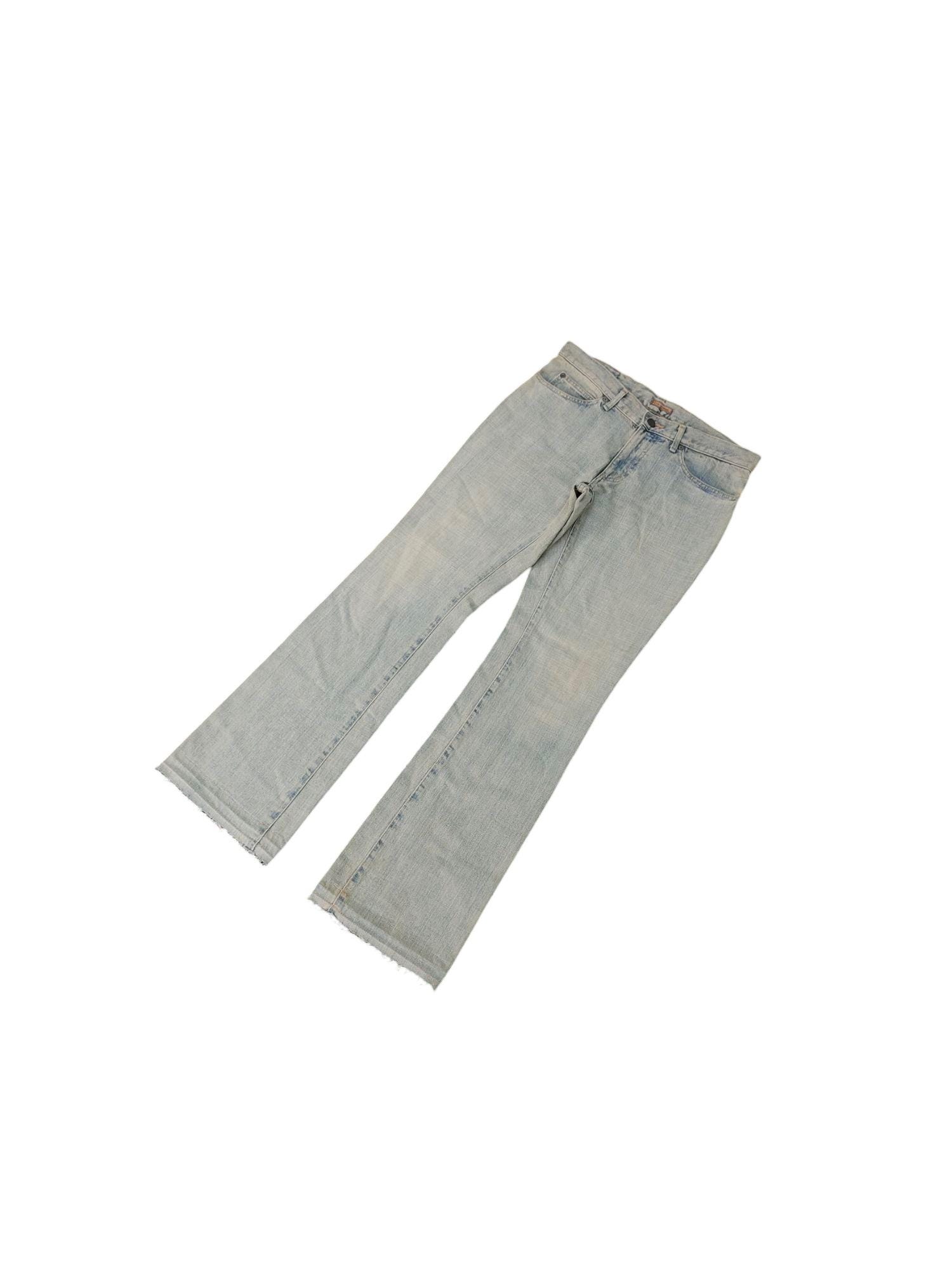Tete Homme Flare Jeans, Clawmark Distress Faded Denim, Waist 32 