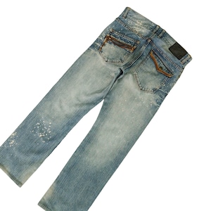 W32x31 Vintage Monsieur Nicole Leren Bekleding Zak Denim Broek Streetwear Japans Merk Nummer Negen Kapital Undercover Taille 32