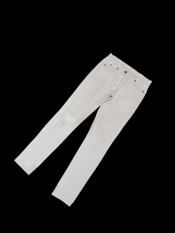Jil Sander, Vintage Jil Sander Denim Pants: Navy Cream Skinny Fit, 28x30