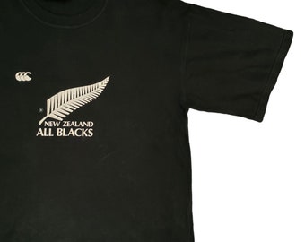 90s CANTERBURY ニュージーランド製 オールブラックス 古着 M Vintage 90s Canterbury All Black New Zealand Rugby T-shirt