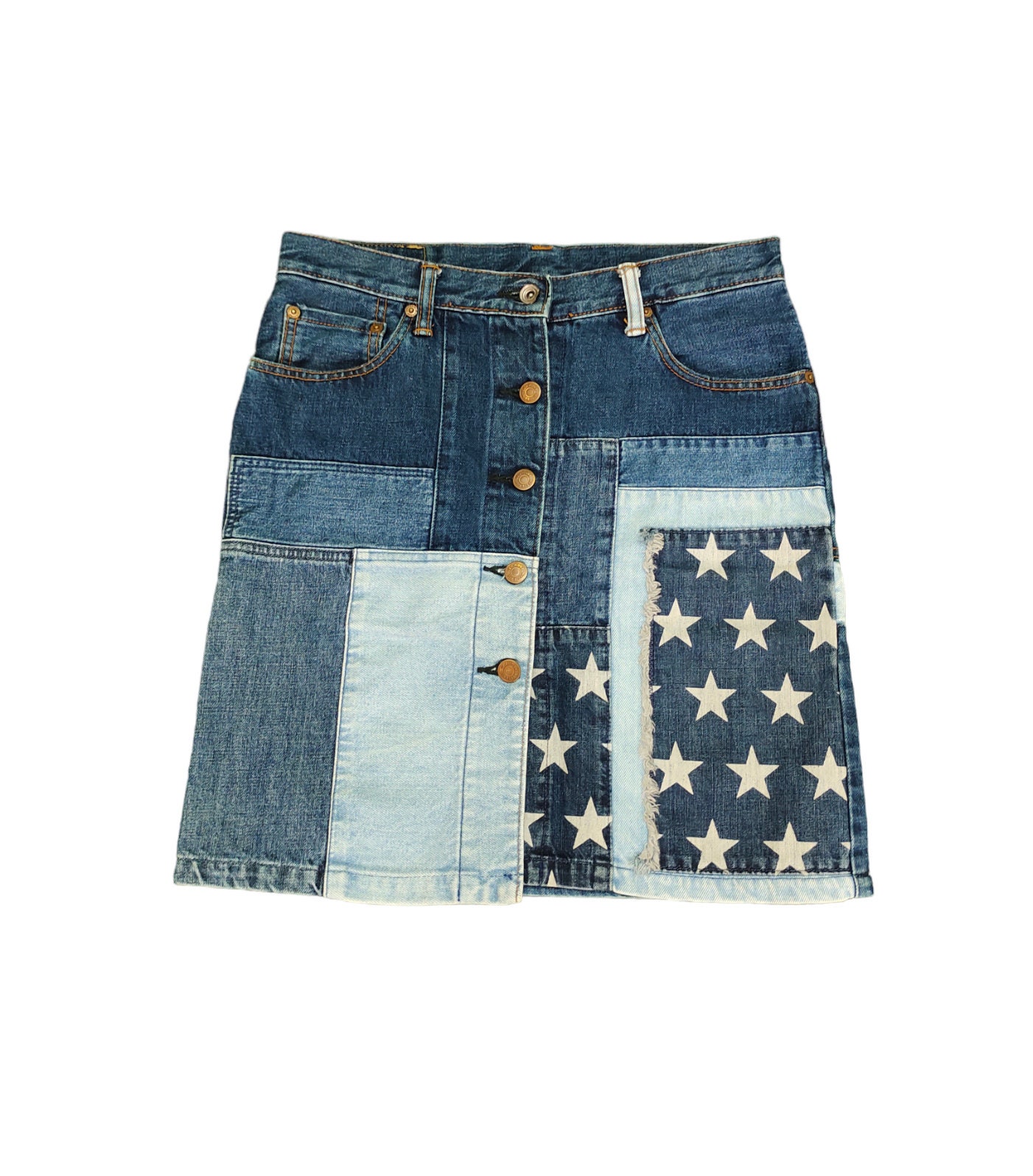 スカート Hysteric glamour 00s Patchwork Skirt Hysteric Glamour Patchwork Denim Skirt—[30] – mahshu