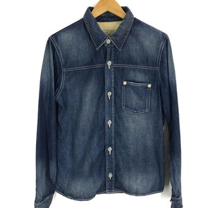 Japanese Brand JOURNAL STANDARD Over Alls Copper Riveted Union Made Denim Button Down Shirt