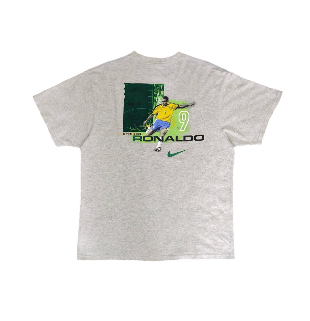 Nike Ronaldo 9 Tシャツ グレー Vintage 90s Nike Striker Ronaldo #9 Brazilian Former