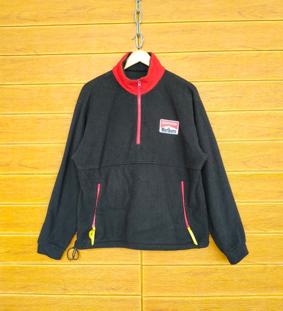 90s Marlboro スウェット Vintage 90s Marlboro Patch Logo Fleece Half Zipper Sweater