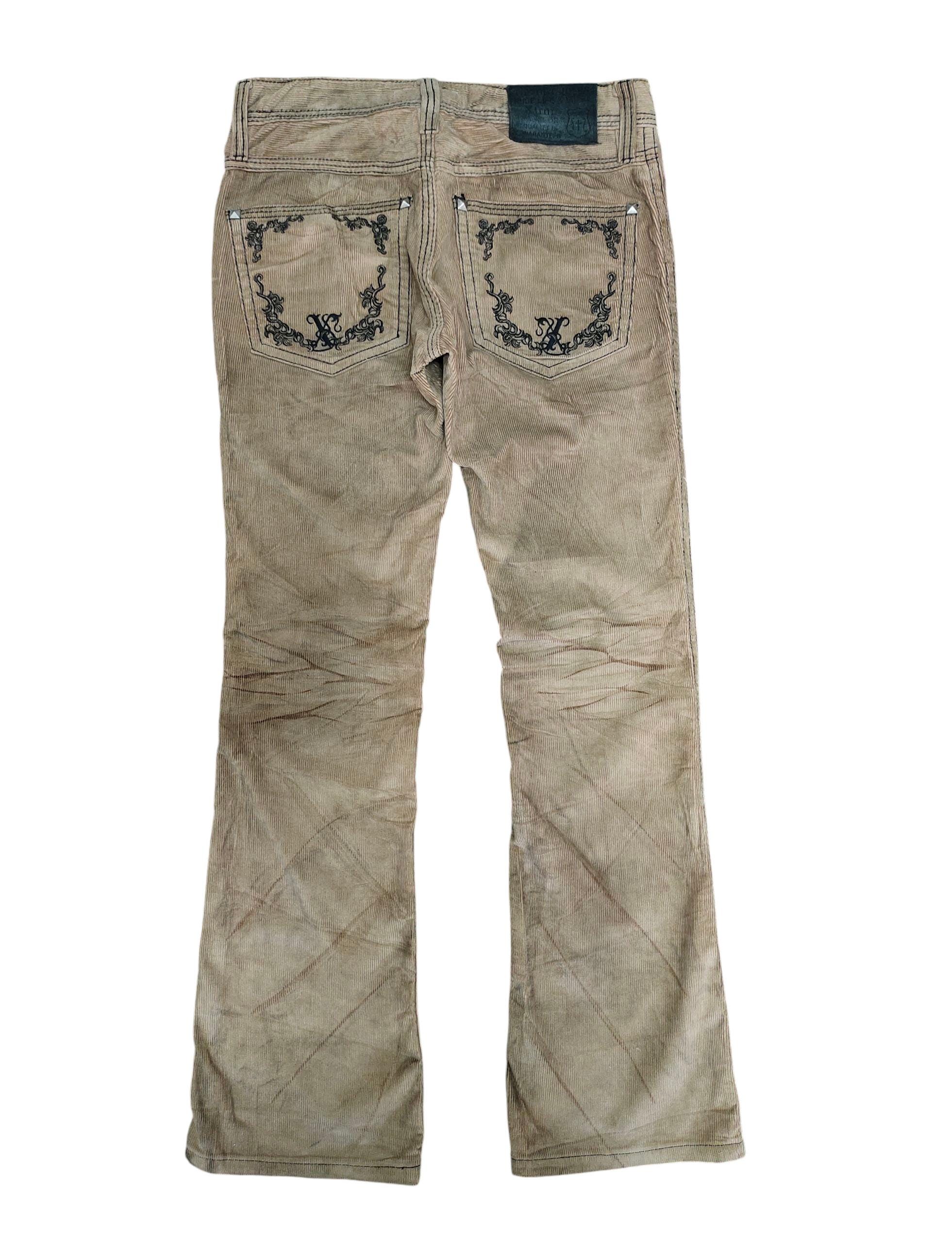 Vintage Japanese Brand Xfrm Studded Corduroy Flare Denim Pants