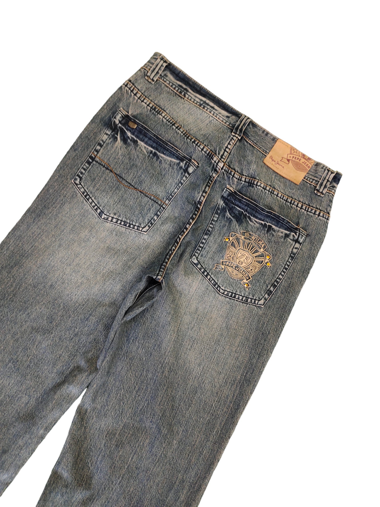 ぺぺZGTM Pepe Jeans Baggy Jeans (w36x33): Y2K Embroidered Wide Leg Denim - Etsy
