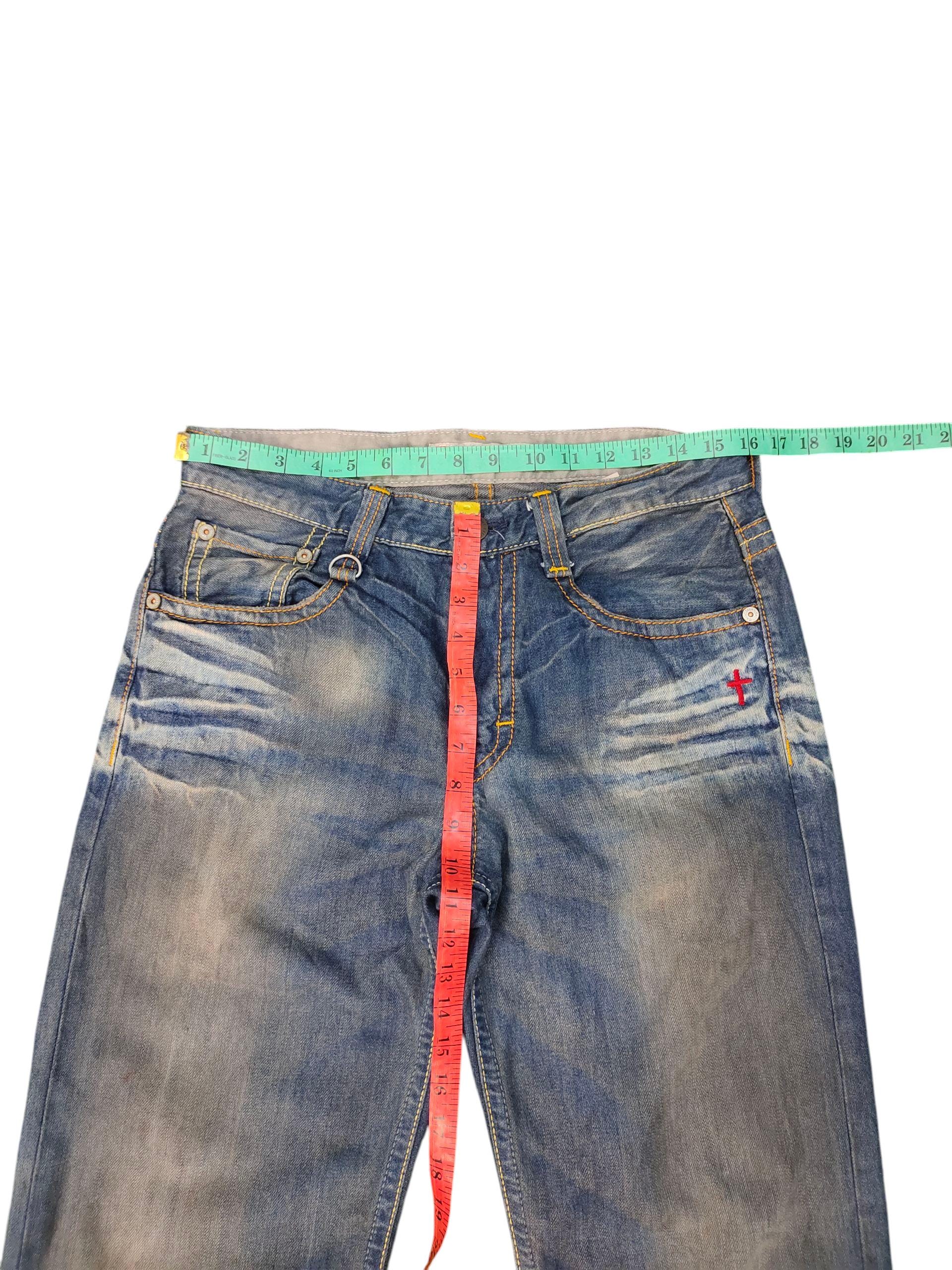 Vintage Faded Denim Jeans: Genoese Waxed Clawmark Distress, Waist