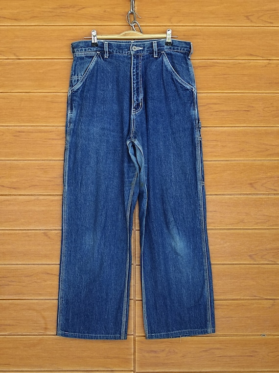 【90's】OSHKOSH Super-wide Painter Denim Vintage 90s Oshkosh Dark Wash Denim Jean Overalls Pants Size 44 - Etsy
