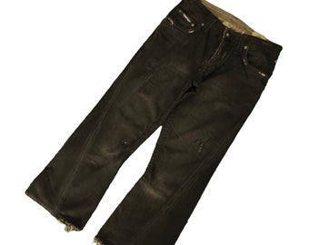 Flare Jeans Stitch Nebraska Waxed Coated Ripped Bootcut Y2k Vintage Hysteric Glamour Tornado Mart Visvim Kapital Streetwear Waist 31