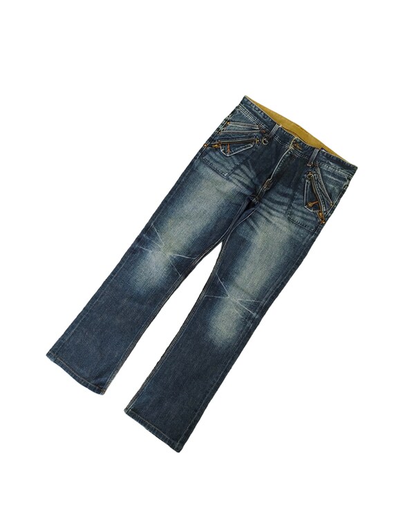 Flare Jeans Semantic Design Clawmark Faded Denim Bootcut Y2k 