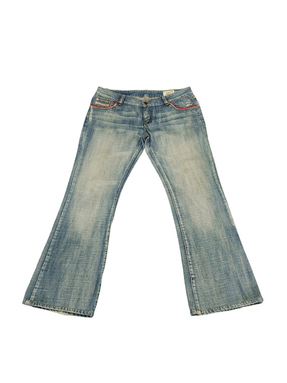 W34x30 Flare Baggy Jeans Diesel D Logo koffha Denim Boot Cut Low 