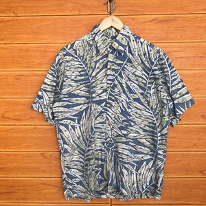 Vintage Cooke Street Big Leafs Printed Hawaiian Shirt / Aloha Wear / Rockabilly / Surfing / Tropical / Summer Beach / Size M