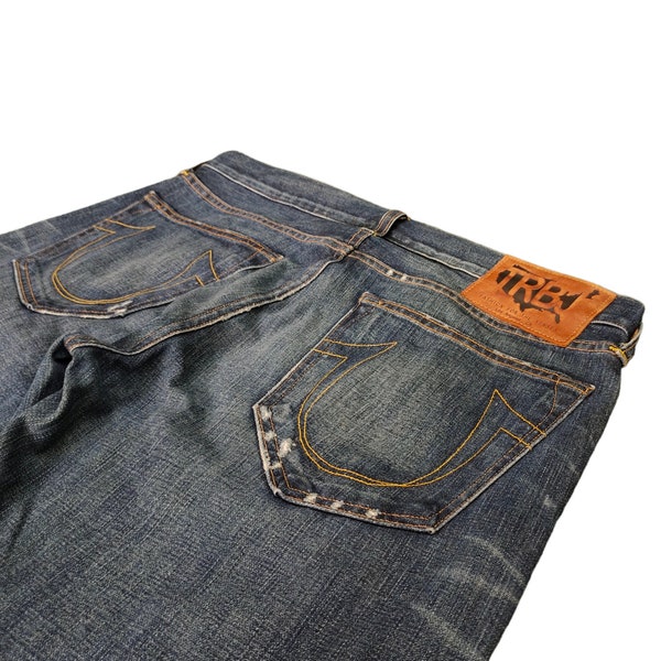 Vintage True Religion TRB Clawmark Denim Jeans Y2k Streetwear / Made In Usa / Waist 35 / Ed Hardy Evisu Oakley Diesel