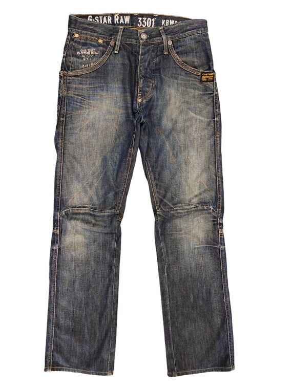 Vintage G-star Raw 3310 Jeans: Clawmark Distressed Denim (W30) - Etsy