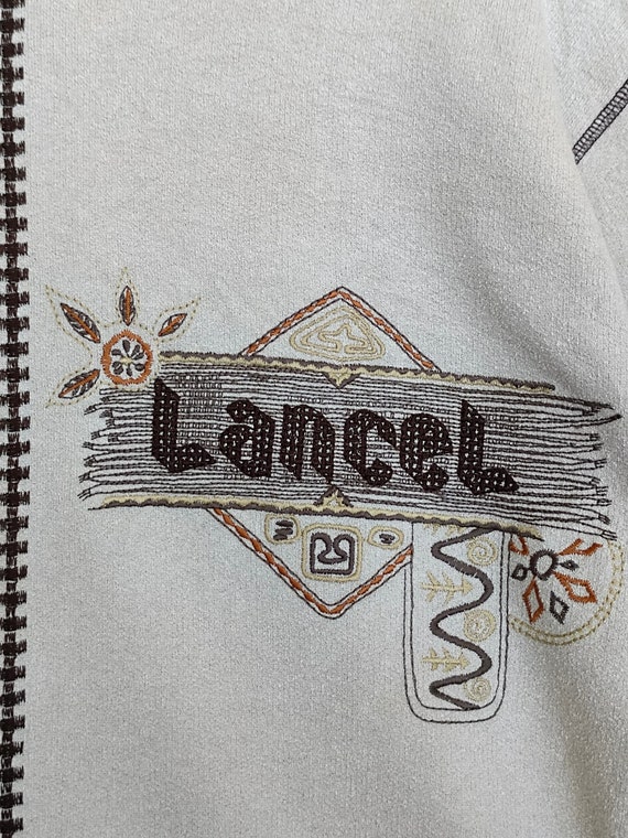 Vintage 90s Lancel Paris Embroidered Design Art T… - image 2