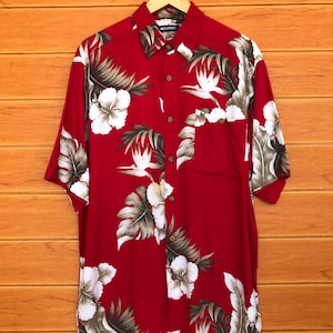 Vintage Puritan Rayon Flowers Printed Hawaiian Shirt / Aloha Wear / Rockabilly / Surfing / Tropical / Summer Beach / Size M