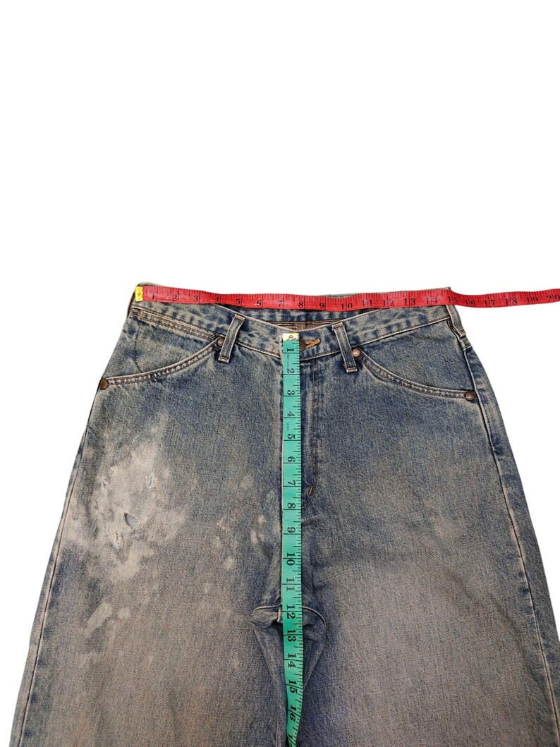 Vintage 90s Wrangler Selvedge Distress Wide Leg Denim Jeans, Kapital Undercover, Waist 30 image 7