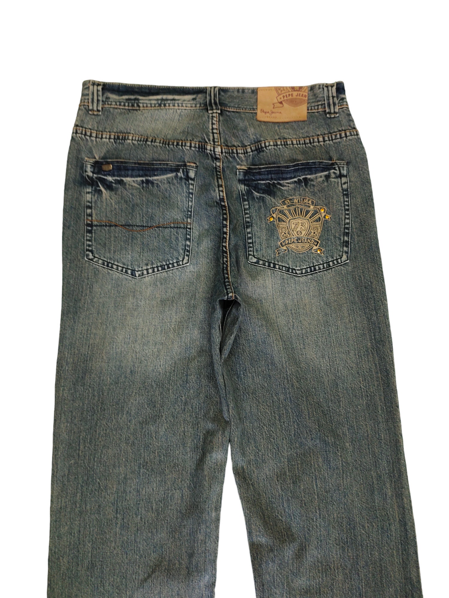 Pepe Jeans Baggy Jeans (w36x33): Y2K Embroidered Wide Leg Denim - Etsy