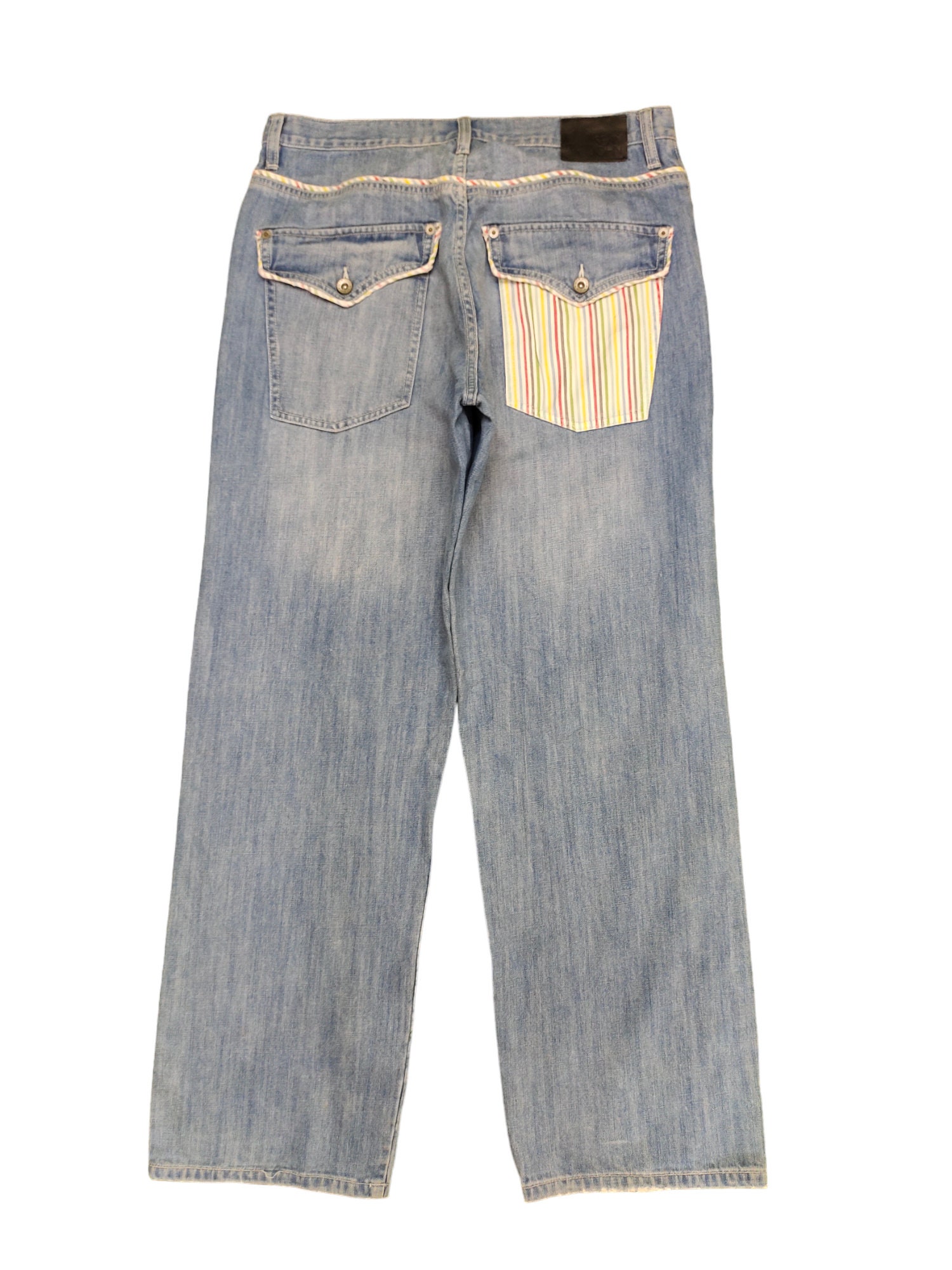 W34x32baggy Jeans Sean John Stripe Pocket Wide Leg Denim Y2k