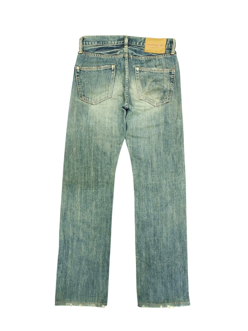 Pantalones vaqueros vintage Quadro Japan Clawmark con efecto desgastado, de mezclilla descolorida, Comme Des Garcons Undercover, cintura 30 imagen 3