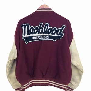 Vintage 90s Unknown Destination Varsity Wool Leather Jacket