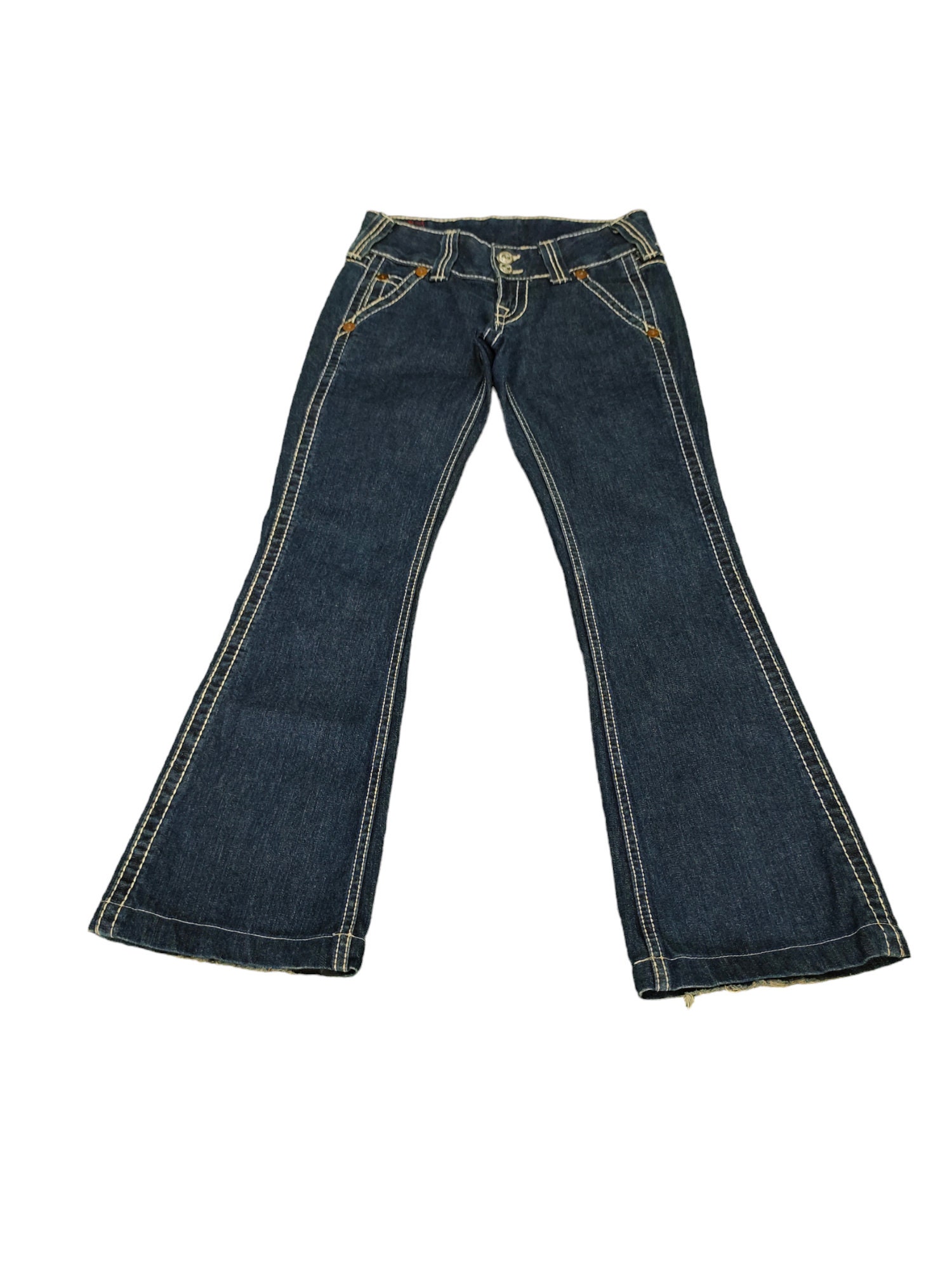 True Religion Flare Jeans: Big Stitch Denim, Low Rise Y2K (waist