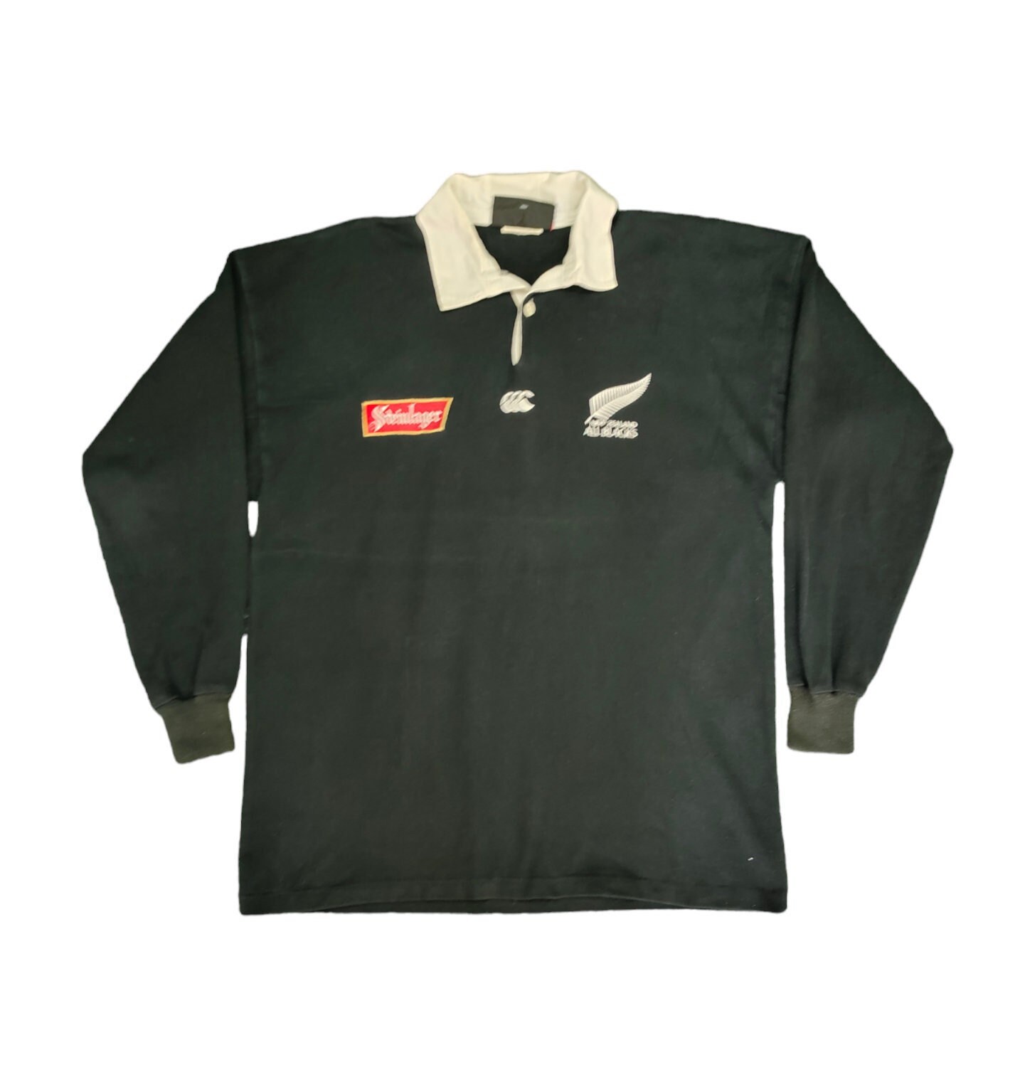 Vintage 90s Steinlager Canterbury All Black NZ Rugby Jersey Size M