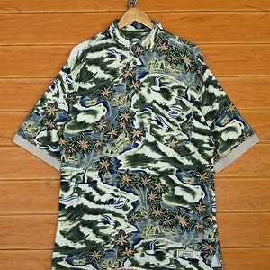 Vintage 90s TOMMY BAHAMA All Overprint Hawaiian Polo Shirt / Size S