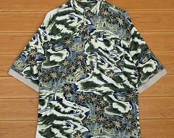 Vintage 90s TOMMY BAHAMA All Overprint Hawaiian Polo Shirt / Size S