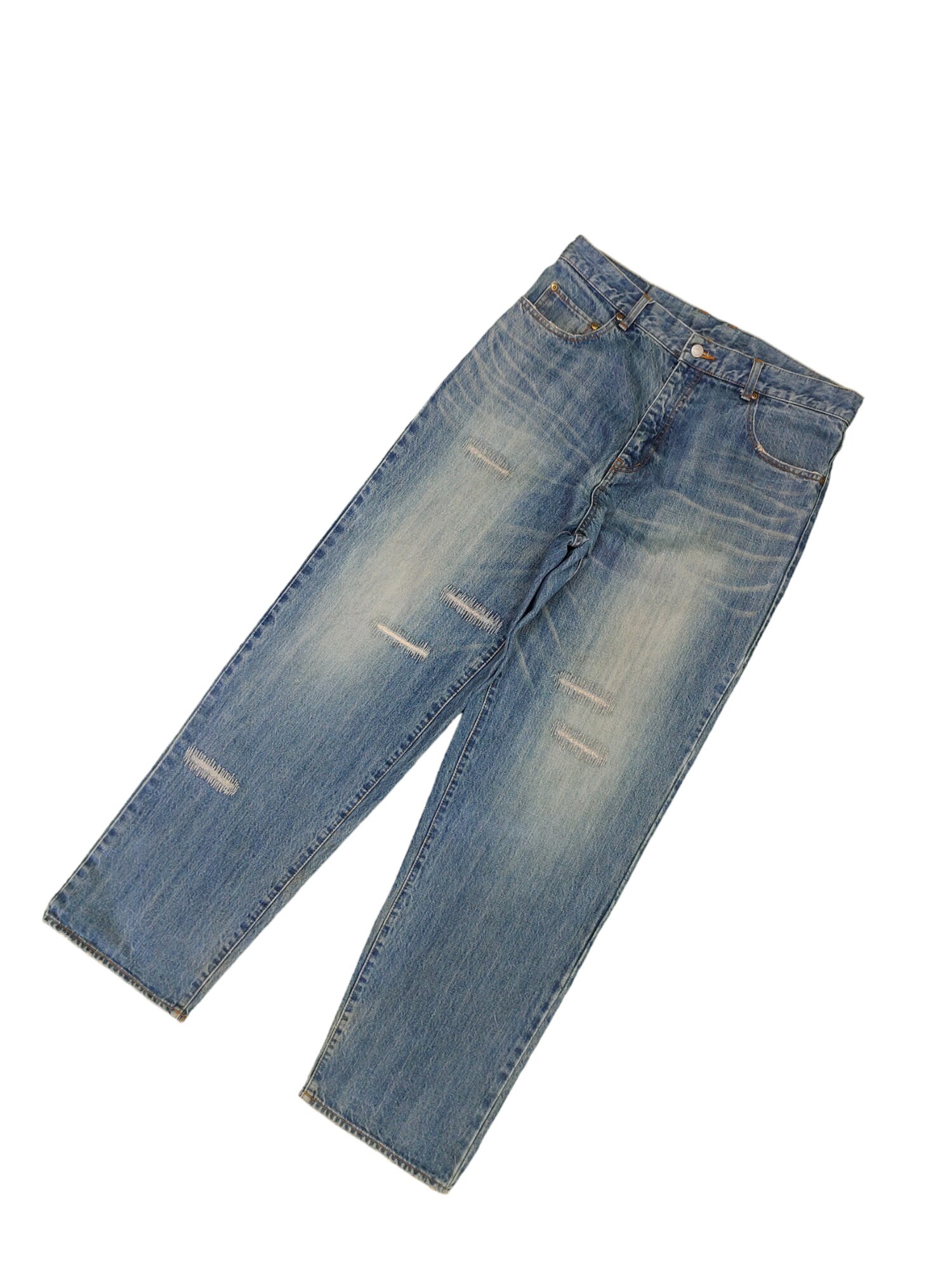 W34x31.5 Vintage Y2k Macdaddy Japan Distressed Denim Baggy