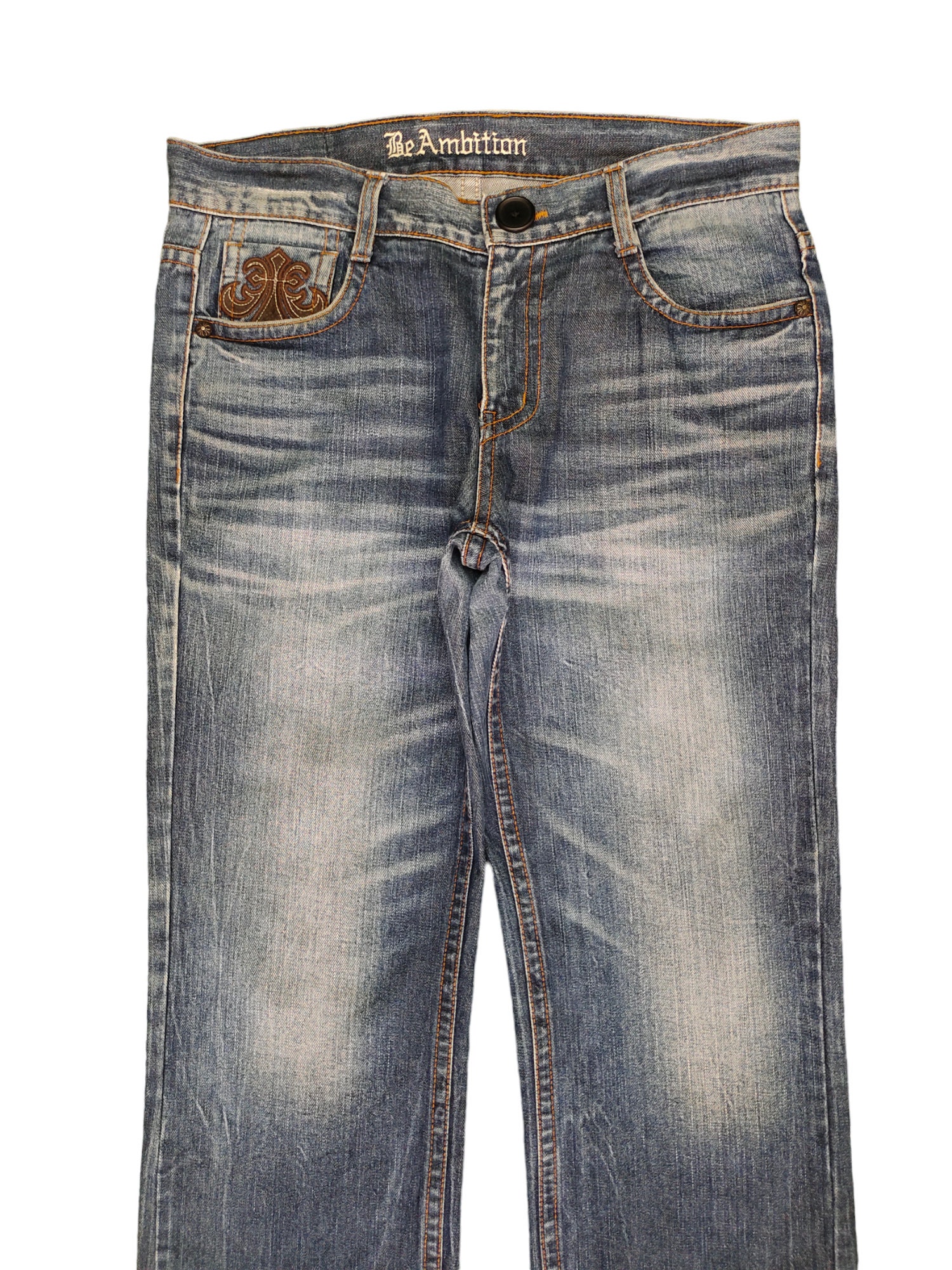 Be Ambition Embroidered Jeans: Cross and Wings, W34 - Etsy