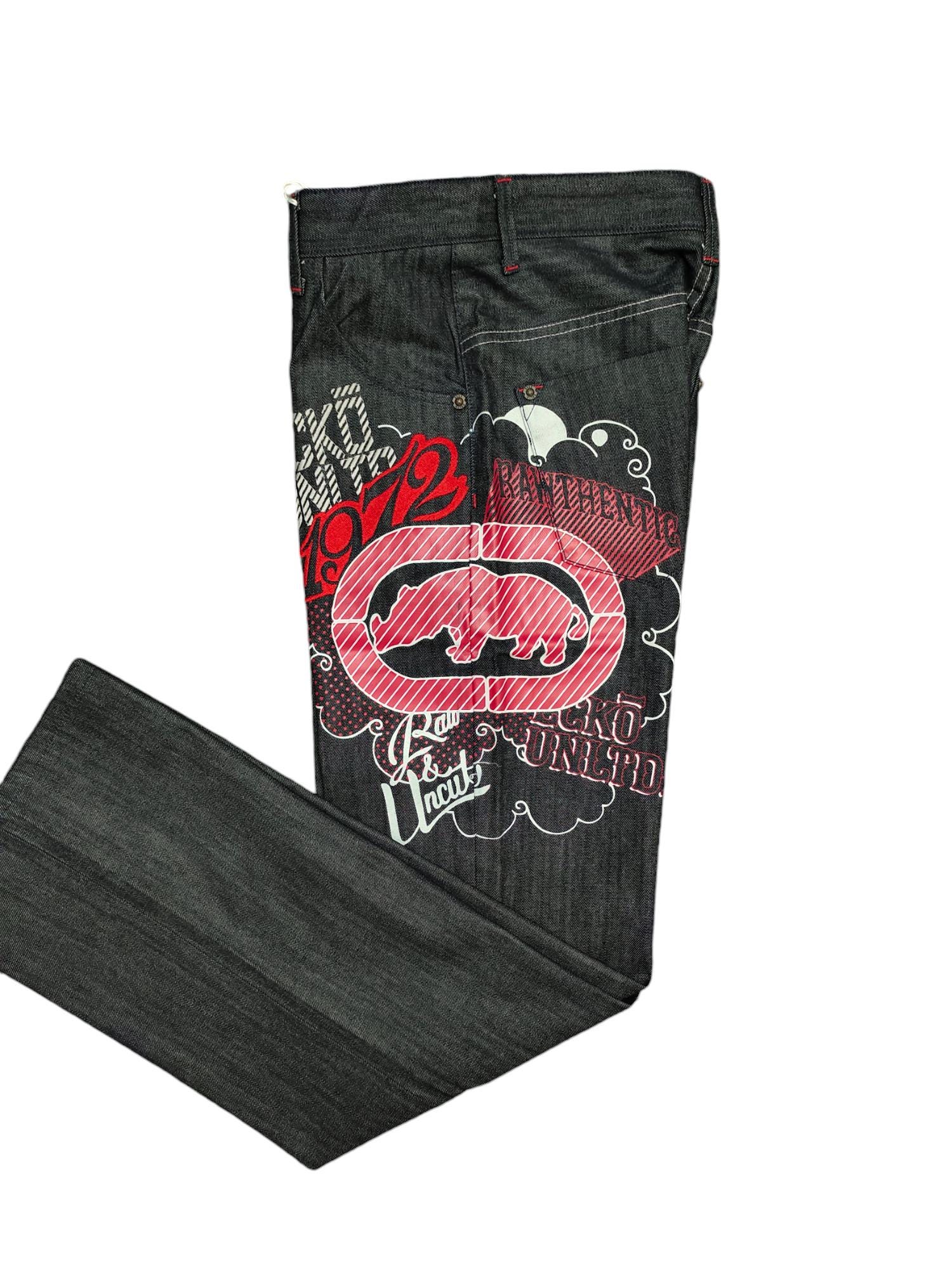 W28x32.5 Vintage Y2k Ecko Unltd Big Logo Rhino Graffiti